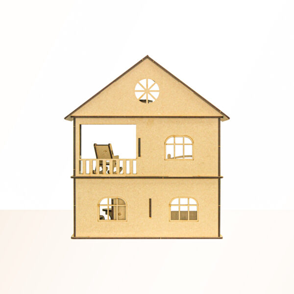 3D Wooden Doll House With Furniture Construction Kit - Image 3