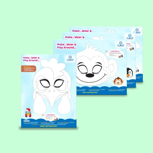 Play & Learn Colouring Sheets – Pack of 4 – Make, Wear & Play Around